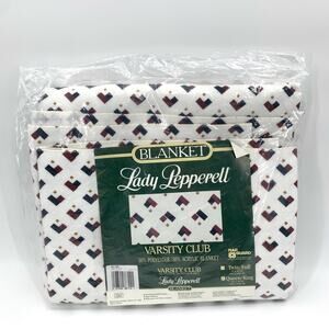 Vintage NWT Lady Pepperell Polyester Blend Queen 102”x90” Blanket Varsity Club